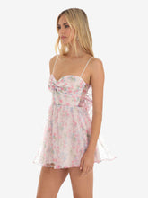 Floral Dress Mini Dresses Dresses Floral Print Spaghetti Straps Pleated Straps Neck Sleeveless Backless No Open Seam Sweet Fall Short